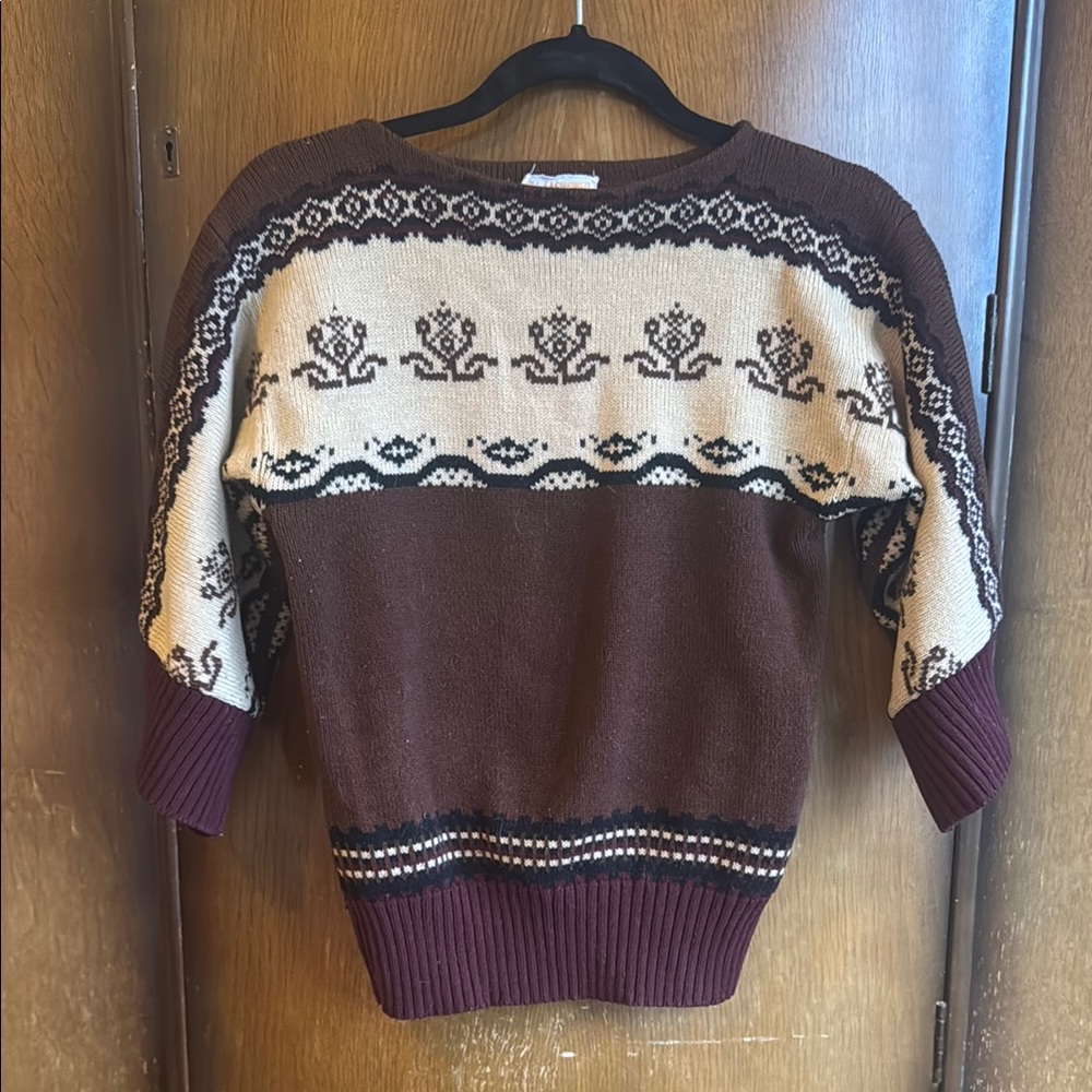 Vintage Acrylic Raglan 3/4-sleeve Sweater